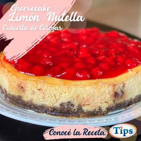 Cheesecake de Limón y Nutella Cubierta de Cerezas