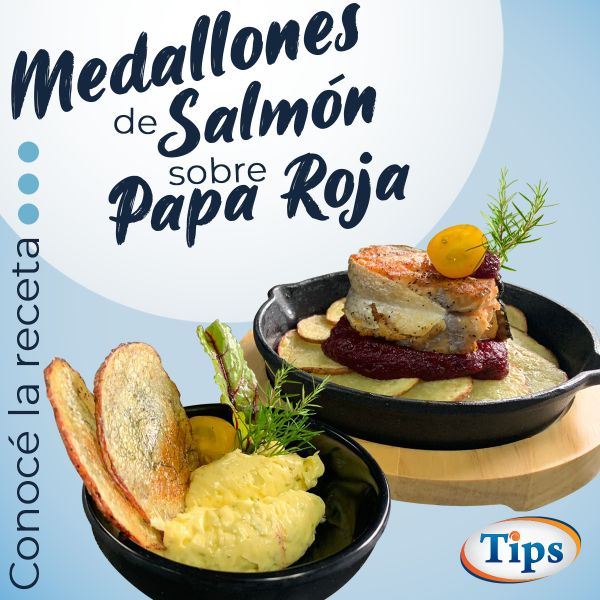 Medallones de Salmón sobre Papa Roja Crujiente