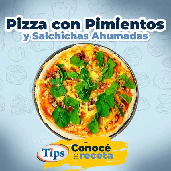 Pizza con Pimientos y Salchichas Ahumadas