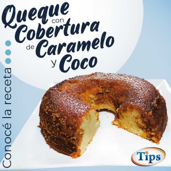 Queque con Cobertura de Caramelo y Coco