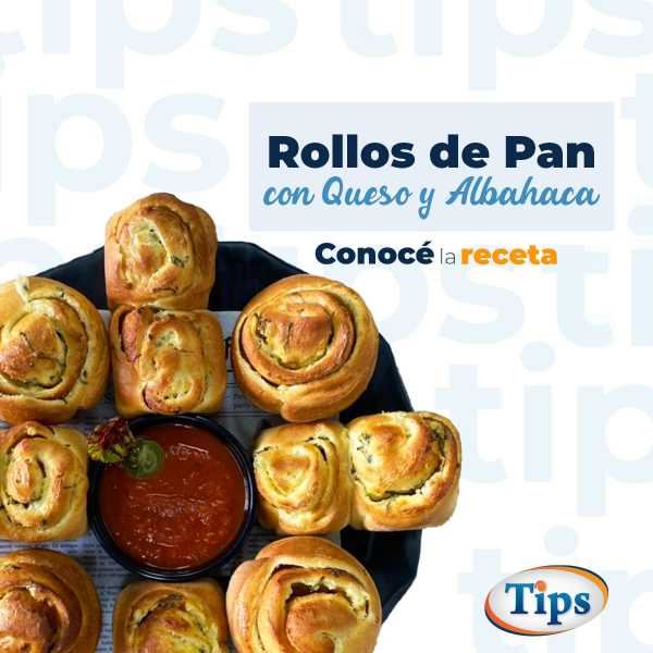 Rollos de Pan con Queso y Albahaca