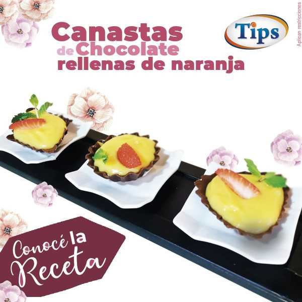 Canastas de Chocolate Rellenas de Naranja