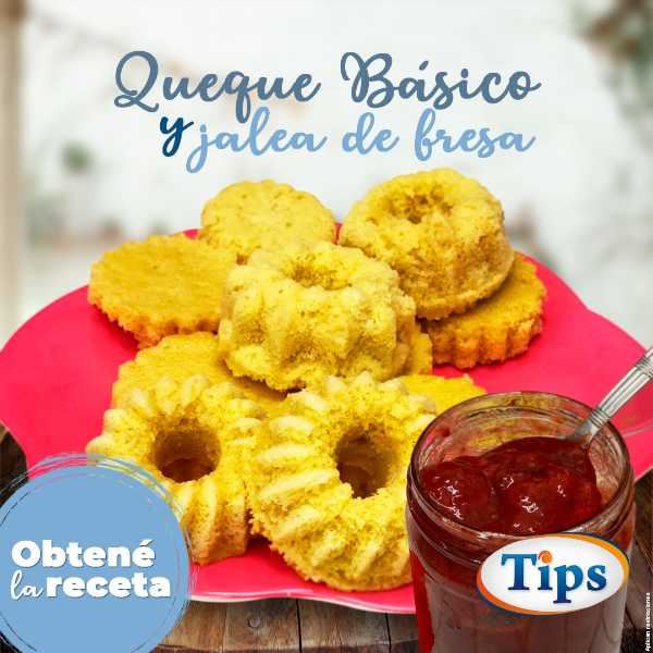 Queque Básico y Jalea de Fresas