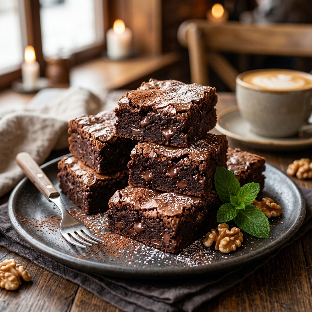 Receta de Brownies de chocolate húmedos con chispas y nueces