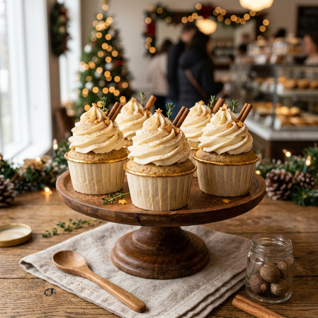 Receta de Cupcakes de Rompope festivos con canela y nuez moscada