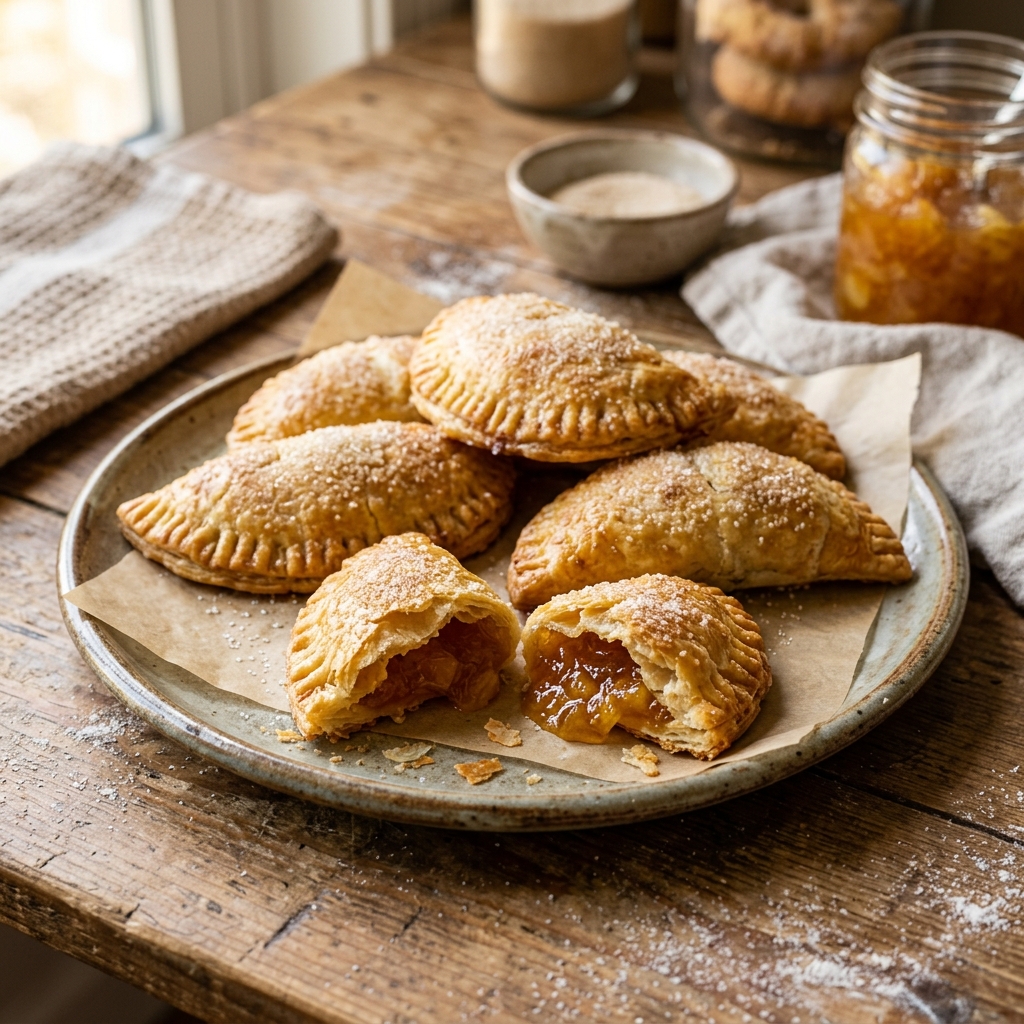 Receta de Empanadas dulces de piña caseras con azúcar y masa hojaldrada
