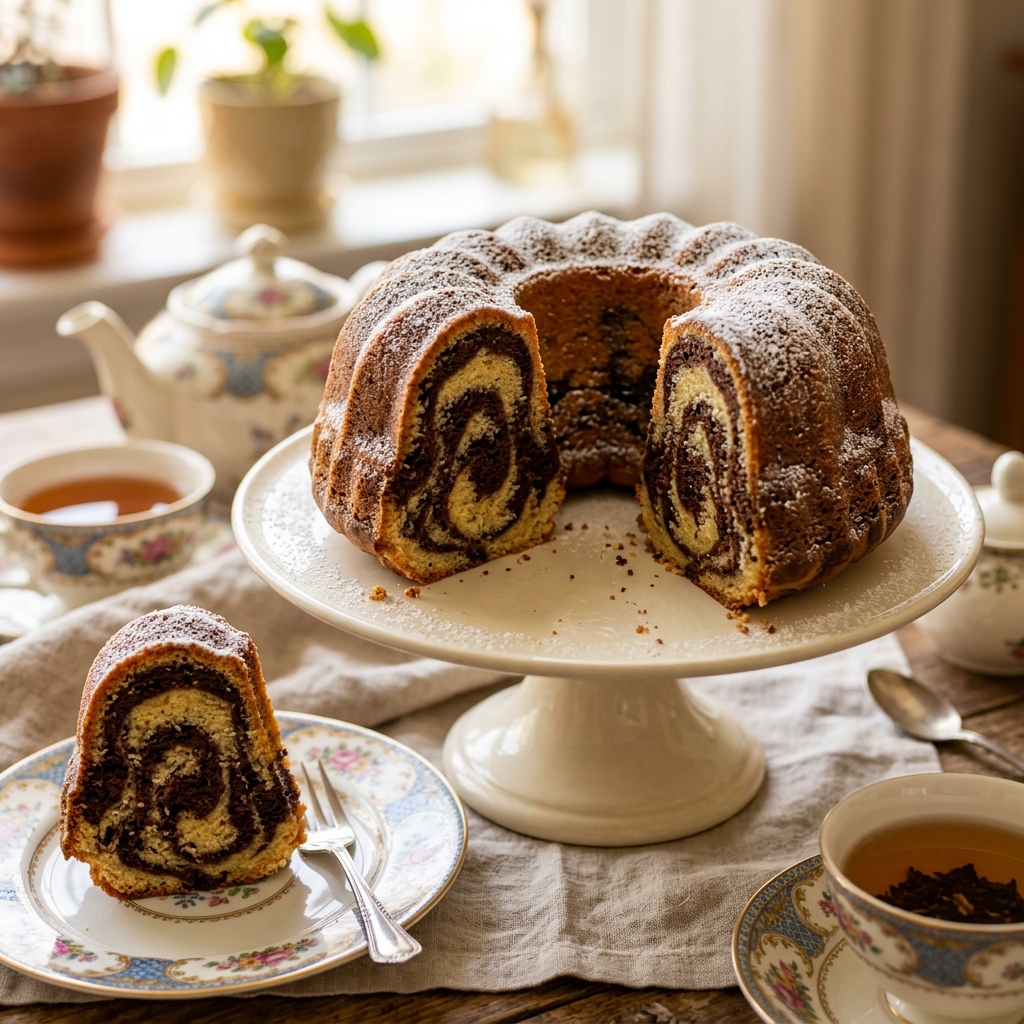 Receta de Queque Marmoleado de vainilla y chocolate